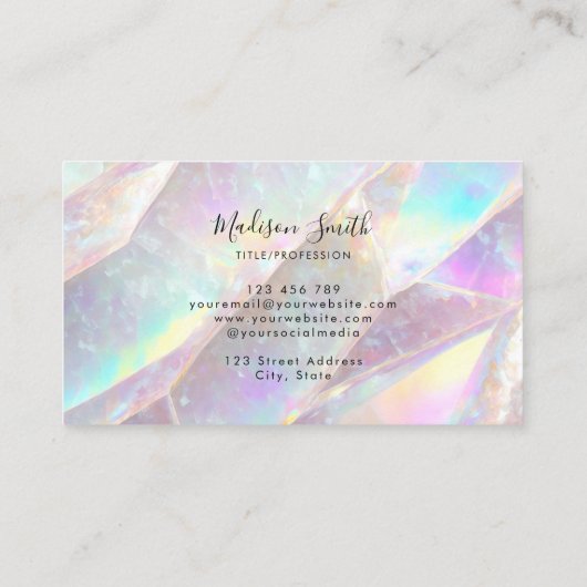 Elegante Opal Edelsteen Visitekaartje (Achterkant)