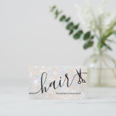 Elegante Opal Glitter Haar Script Schaar QR Code Visitekaartje (Staand voorkant)