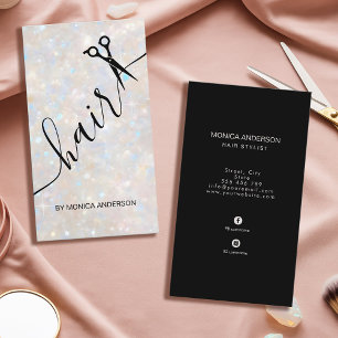 Elegante Opal Glitter Haarstijl Stylist Schaar Visitekaartje