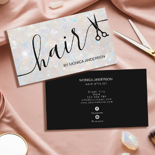 Elegante Opal Glitter Haarstijl Stylist Schaar Visitekaartje