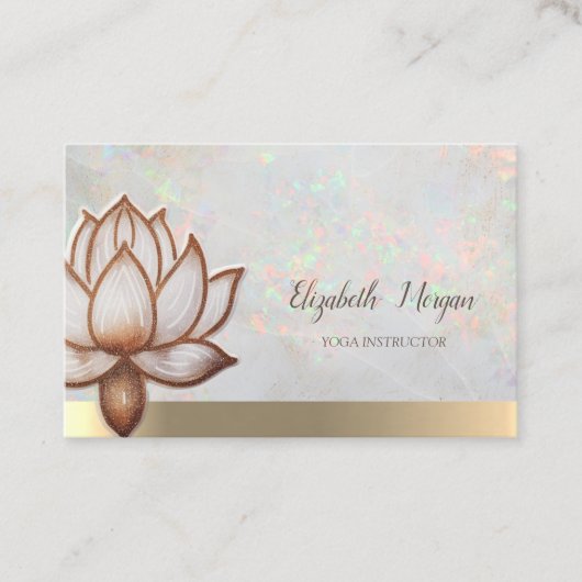 Elegante Opal Holografisch Goud, Bruine Lotus, Yog Visitekaartje (Voorkant)