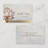 Elegante Opal Holografisch Goud, Bruine Lotus, Yog Visitekaartje (Voorkant / Achterkant)
