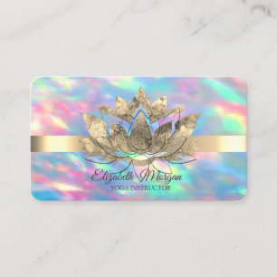Elegante Opal Holografisch, Gouden Streep, Lotus Visitekaartje