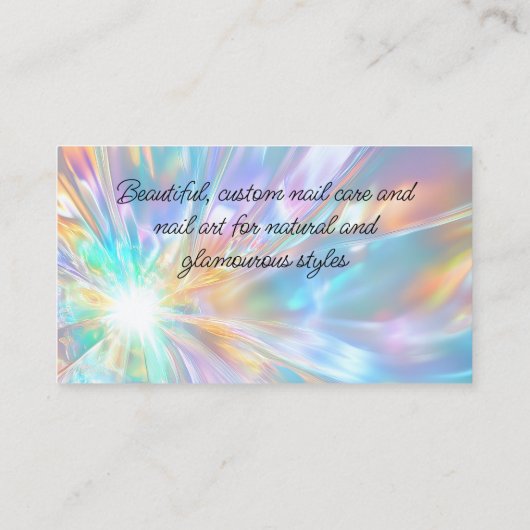 Elegante Opal Holographic Crystal Pedicure Salon Visitekaartje (Achterkant)