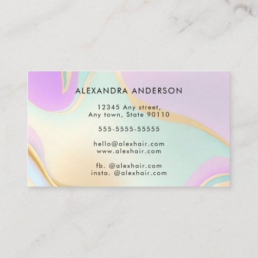 Elegante Opal Rainbow Visitekaartje (Achterkant)