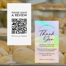 Elegante Opal Regenboog Script Laat een Review QR