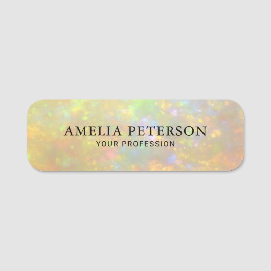 Elegante Opal Steen Textuur Medewerker/ Personeel Naamplaatje (Voorkant)