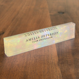 Elegante Opal Steen Textuur Professionele Maatwerk Naambordje