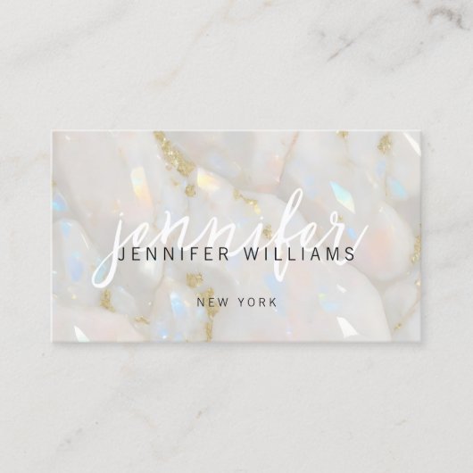 Elegante Opal Stone Custom QR Code Uniek Visitekaartje (Voorkant)