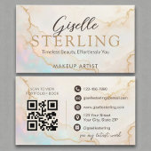 Elegante Opal Stone Script moderne QR-code Visitekaartje