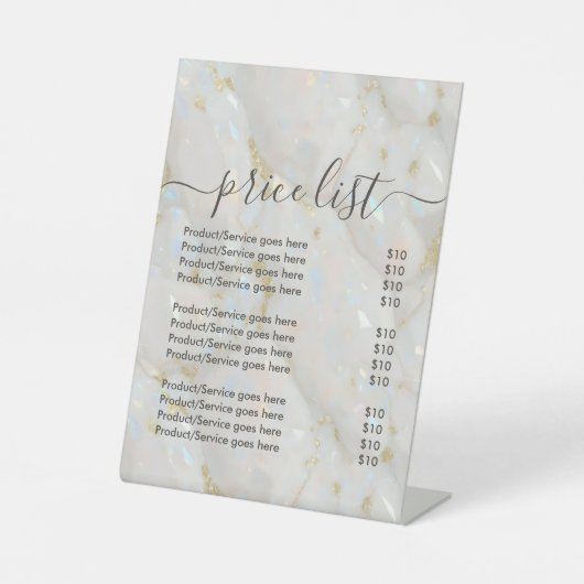 Elegante Opal Stone Uniek Reclamebord Met Voetstuk (Voorkant)