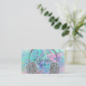 Elegante Opal Zilver Glitter Hoofdtelefoon DJ Visitekaartje (Staand voorkant)
