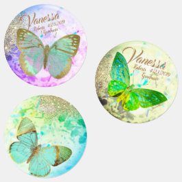Elegante Opal zilveren gouden vlinders Labels