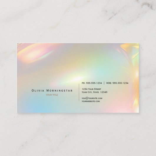 Elegante Opalescente Abstract Visitekaartje (Achterkant)