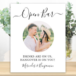 Elegante Open Bar Persoonlijke Foto Bruiloft Poster