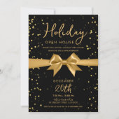 Elegante Open Huis Kerstfeest Gouden Boog Zwart Kaart (Voorkant)