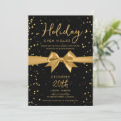 Elegante Open Huis Kerstfeest Gouden Boog Zwart Kaart (Staand voorkant)