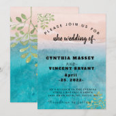 Elegante open zee- en luchtbruiloft op de strandmo kaart (Voorkant / Achterkant)