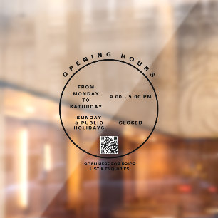 Elegante openingstijden Boutique Kantoor Window Cl Raamsticker