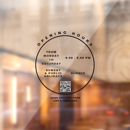 Elegante openingstijden Boutique Kantoor Window Cl Raamsticker (Vel 2)