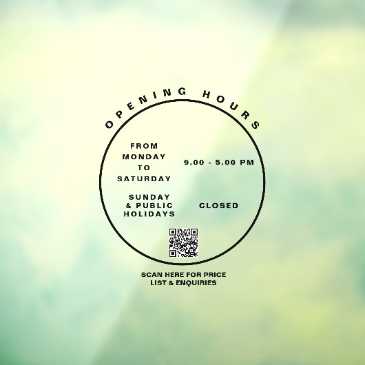 Elegante openingstijden Boutique Kantoor Window Cl Raamsticker (Vel 3)