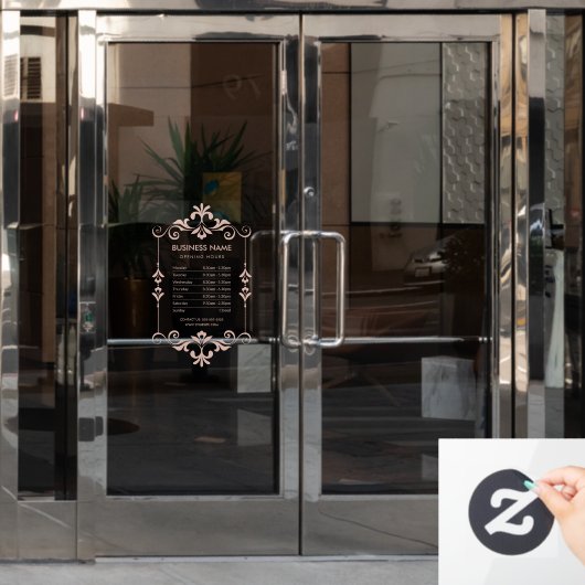 Elegante openingstijden Roos venster Cling Raamsticker (Kantoordeur)
