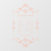 Elegante openingstijden Roos venster Cling Raamsticker (Vel)