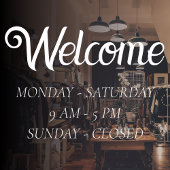 Elegante openingstijden | Tijd voor witte scripts  Raamsticker