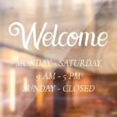 Elegante openingsuren | Witte scriptuur Tijd Openi Raamsticker (Vel 2)