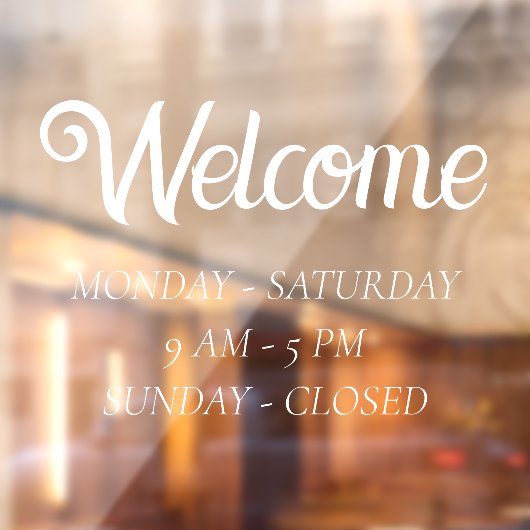 Elegante openingsuren | Witte scriptuur Tijd Openi Raamsticker (Vel 2)