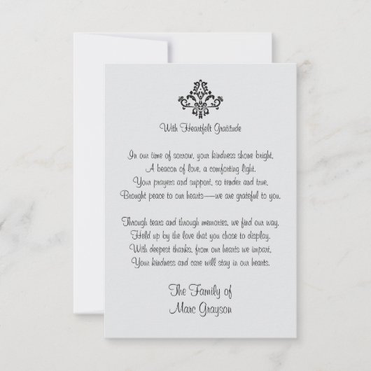 Elegante oprechte dankbaarheid van de familie Dank Bedankkaart (Voorkant)