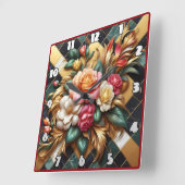 Elegante opstelling van kleurrijke Rozen en geblad Vierkante Klok (Hoek)