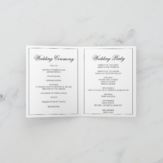 Elegante opvouwbare bruiloft partij programma tijd (Binnen)