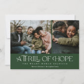 Elegante opwinding van hoop Twee foto Kerstmis Feestdagenkaart (Voorkant)