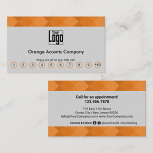 Elegante Oranje accenten Logo Social Media Call Klantenkaartje