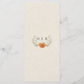 Elegante Oranje Art Nouveau Bloemenbruiloft Menu (Achterkant)