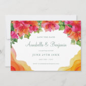 Elegante Oranje Bloemen Bougainville Fotobruiloft Save The Date (Voorkant)