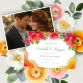 Elegante Oranje Bloemen Bougainville Fotobruiloft Save The Date