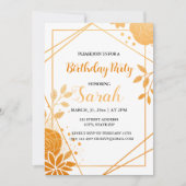 Elegante oranje bloemen en geometrische gouden ver kaart (Voorkant)