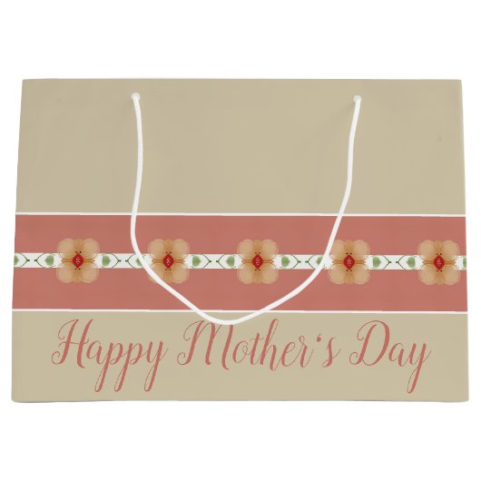 Elegante Oranje bloemen Groot Cadeauzakje (Voorkant)