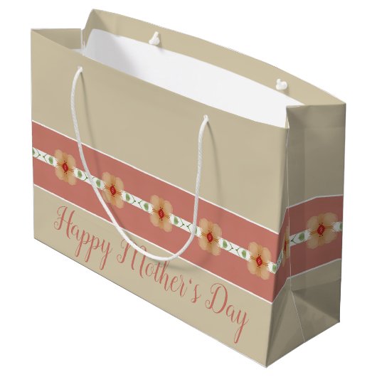 Elegante Oranje bloemen Groot Cadeauzakje (Achterkant Gekanteld)