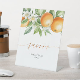 Elegante Oranje bloemen gunsten Reclamebord Met Voetstuk