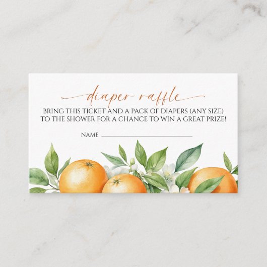 Elegante Oranje Bloemen Luier Raffle Informatiekaartje (Voorkant)