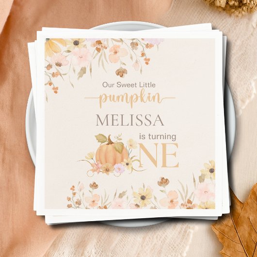 Elegante Oranje Bloemen Onze Kleine Pompoen Verjaa Servet