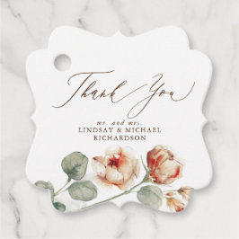 Elegante Oranje Bloemen Trouw Dankjewel Bedankjes Labels