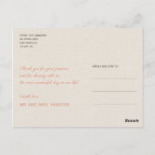 Elegante oranje bloemenbruiloft foto dank u briefkaart (Achterkant)