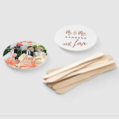 Elegante oranje bloemenbruiloft foto dank u handwaaier (Niet-gemonteerd)