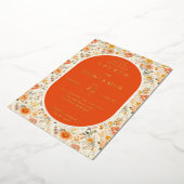 Elegante Oranje Bloemige Trouw Uitnodiging (Gedraaid)