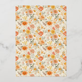 Elegante Oranje Bloemige Trouw Uitnodiging (Achterkant)