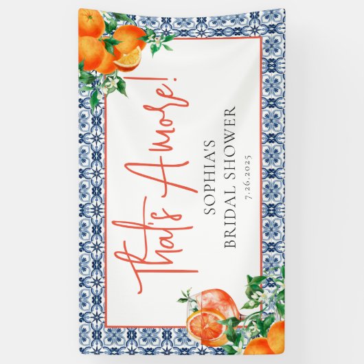 Elegante Oranje Bruiloftfeest Spritz Spandoek (Verticaal)